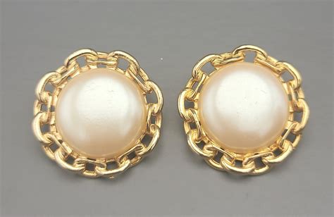 paolo gucci clip on earrings pearl 14k gold|PAOLO GUCCI signed vintage gold designer runway clip on .